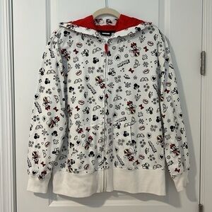 Disney Minnie Mouse All Over Print Sweatshirt Zipper Jacket Hoodie Size XL